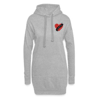 La mariée cœur rouge et ruban - Sweat-shirt à capuche long Femme - gris chiné - Devant