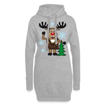 Hirsch Rudolph pantalon en cuir drôle - Sweat-shirt à capuche long Femme - gris chiné - Devant