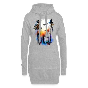 Requin Surréaliste monde Psychodelik Trip - Sweat-shirt à capuche long Femme - gris chiné - Devant