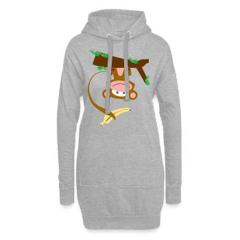 Singe Banane Drôle - Sweat-shirt à capuche long Femme - gris chiné - Devant