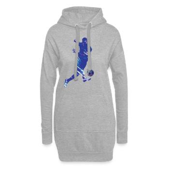 Blauer Fußball - Hoodie-Kleid - Grau meliert - Vorne