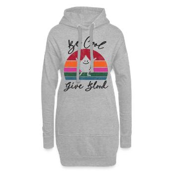 Be cool, give Blood! With Retro Sunset - Hoodie-Kleid - Grau meliert - Vorne