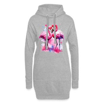 Flamingo Amour Couple Couple Romantique Coeur J’Aime - Sweat-shirt à capuche long Femme - gris chiné - Devant