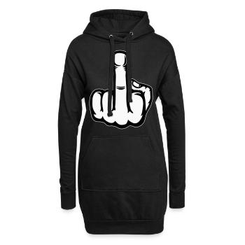 Mittelfinger Hand Symbol - Hoodie-Kleid - Schwarz - Vorne