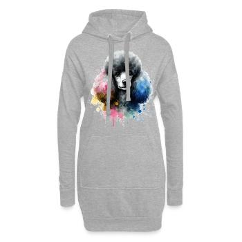 Pudel Hundekopf Watercolor - Hoodie-Kleid - Grau meliert - Vorne