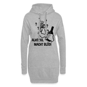 Alkohol Macht Blöd! (Karikatur / 1C) - Hoodie-Kleid - Grau meliert - Vorne