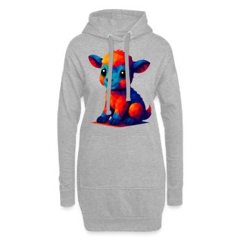 WPAP Polygon Kawaii Stil Baby Schaf Lamm - Hoodie-Kleid - Grau meliert - Vorne