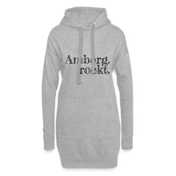 Amberg rockt - Textdesign mit Stadtnamen - Hoodie-Kleid - Grau meliert - Vorne