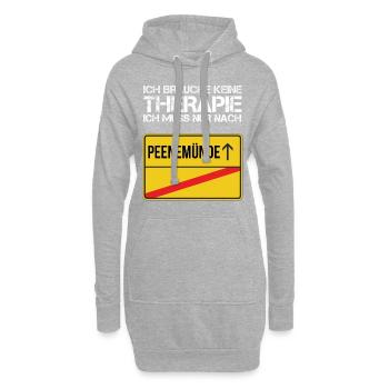 Ich brauche keine Therapie ich muss Peenemünde - Hoodie-Kleid - Grau meliert - Vorne