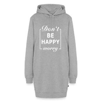 Don't be Happy Worry - Hoodie-Kleid - Grau meliert - Vorne