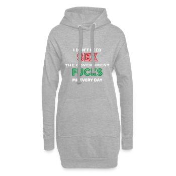 Je n’ai pas besoin de sexe, le gouvernement me baise - Sweat-shirt à capuche long Femme - gris chiné - Devant
