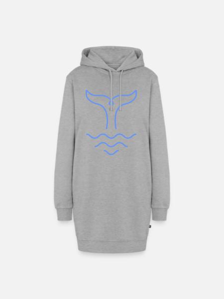 Wal Blauwal Buckelwal Pottwal Finnwal Geschenk - Hoodie-Kleid - Grau meliert
