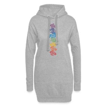 Chakren Elemente Splash - Buddha, Buddhismus, Yoga - Hoodie-Kleid - Grau meliert - Vorne