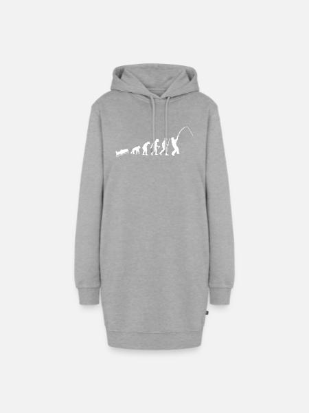 Evolution Angler Angeln Fischen Fischer Geschenk - Hoodie-Kleid - Grau meliert