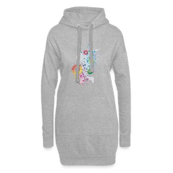 Jupe haut breakdance - Sweat-shirt à capuche long Femme - gris chiné - Devant