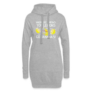 Banane Zitronen Leben Gelb Motivation Geschenk - Hoodie-Kleid - Grau meliert - Vorne