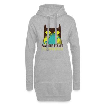 save the planet - Hoodie-Kleid - Grau meliert - Vorne