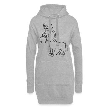 Esel Comic Tier - Hoodie-Kleid - Grau meliert - Vorne