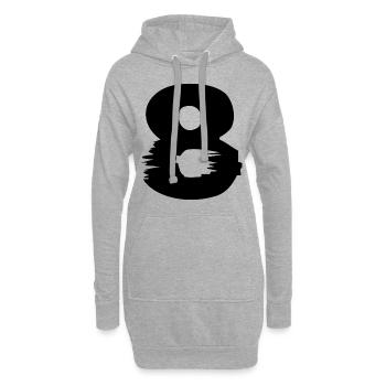 8 Nombre - Sweat-shirt à capuche long Femme - gris chiné - Devant