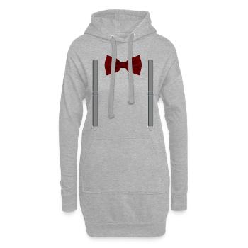 Drôle de nœud papillon rouge avec bretelles grises parfaites - Sweat-shirt à capuche long Femme - gris chiné - Devant