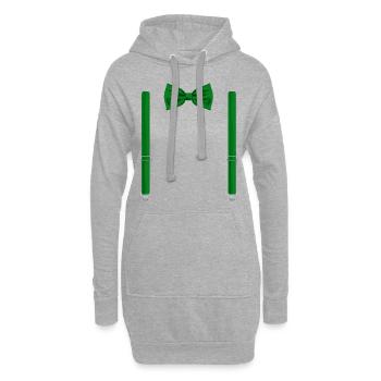Drôle de nœud papillon vert avec bretelles parfait - Sweat-shirt à capuche long Femme - gris chiné - Devant