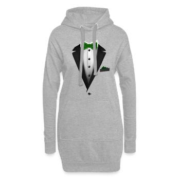 Smoking mit grüner Fliege für Hochzeiten und - Hoodie-Kleid - Grau meliert - Vorne