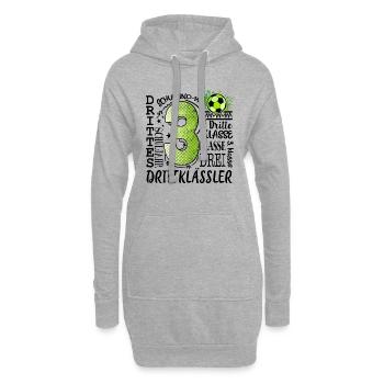 3. Klasse Fußball - Hoodie-Kleid - Grau meliert - Vorne