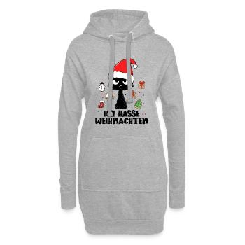 Ich Hasse Weihnachten Weihnachtskatze Weihnachten - Hoodie-Kleid - Grau meliert - Vorne