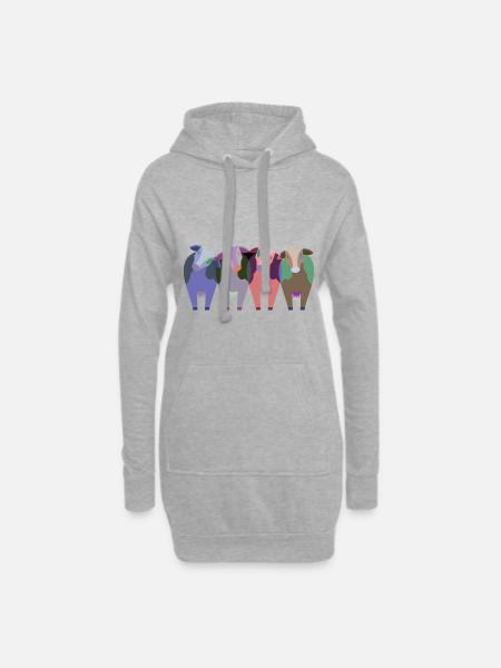 Kühe | Kuh - Hoodie-Kleid - Grau meliert