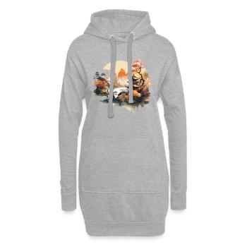 Aquarelle asiatique - Sweat-shirt à capuche long Femme - gris chiné - Devant