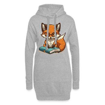 Renard livresque - Sweat-shirt à capuche long Femme - gris chiné - Devant