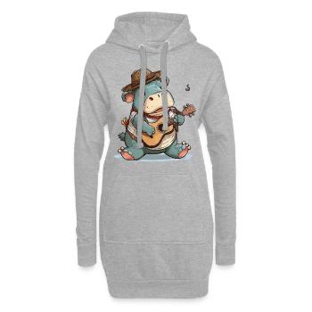 Nilpferd-Banjospieler - Hoodie-Kleid - Grau meliert - Vorne