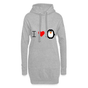 manchot - Sweat-shirt à capuche long Femme - gris chiné - Devant