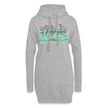 Motif Fleurs 1975 Fête Anniversaire Femme 50 Ans - Sweat-shirt à capuche long Femme - gris chiné - Devant