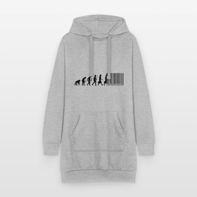 Evolution Code à barres Numérisation Sweat-shirt à capuche long Femme