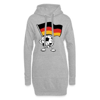 Fußball mit deutscher Fahne - Cartoon - Hoodie-Kleid - Grau meliert - Vorne