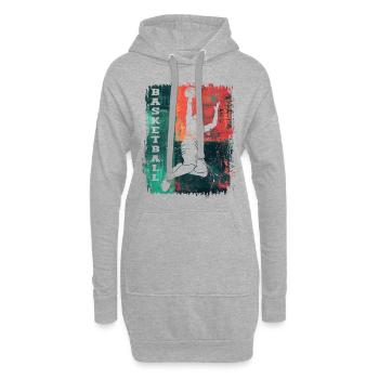 Basket-ball Basket-ball joueur Fan Vintage rétro - Sweat-shirt à capuche long Femme - gris chiné - Devant