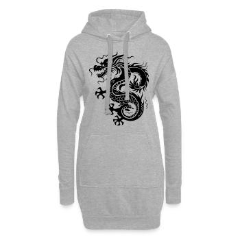Dragon Fantaisie Magie Mysticisme Mythologie Art - Sweat-shirt à capuche long Femme - gris chiné - Devant