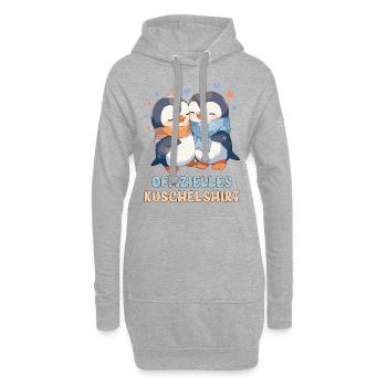 Chemise Câline Officielle Pingouins Amour Coeur Doux - Sweat-shirt à capuche long Femme - gris chiné - Devant