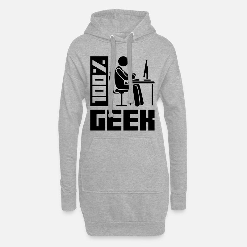 Geek Computer Symbol Pc - Hoodie-Kleid - Grau meliert