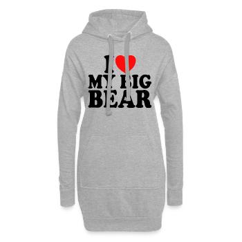 J'Aime Mon Gros Ours Couple Homme Ours - Sweat-shirt à capuche long Femme - gris chiné - Devant