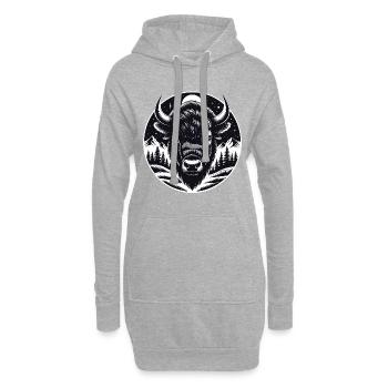 Portrait de bison : fier bison taureau - Sweat-shirt à capuche long Femme - gris chiné - Devant