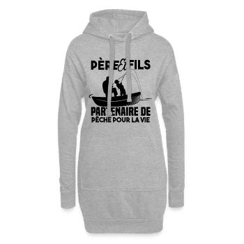 Père et fils partenaire de pêche pour la vie - Sweat-shirt à capuche long Femme - gris chiné - Devant
