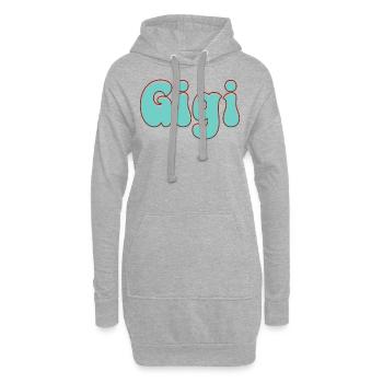 Nom Fille Gigi Rétro Prénom Gigi Couple - Sweat-shirt à capuche long Femme - gris chiné - Devant