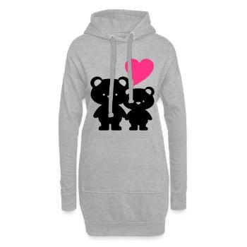nounours dans l'amour - l'amour teddys / nounours - Sweat-shirt à capuche long Femme - gris chiné - Devant