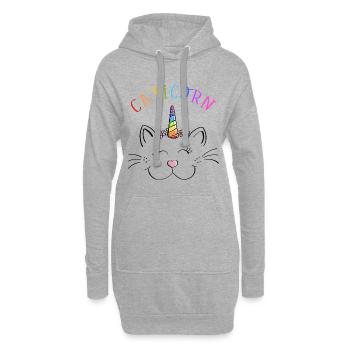 Visage de chat drôle arctic caticorn licorne - Sweat-shirt à capuche long Femme - gris chiné - Devant