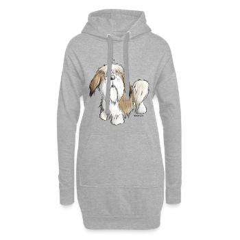 Drolliger Shih Tzu I Hundemotiv Hunderasse Hund - Hoodie-Kleid - Grau meliert - Vorne