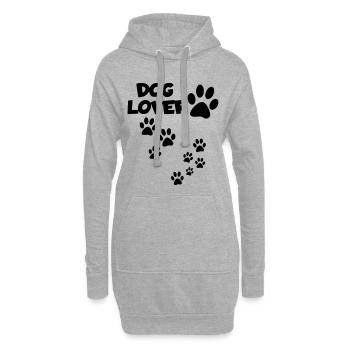 Amoureux des chiens, amoureux des animaux, chien, pattes # - Sweat-shirt à capuche long Femme - gris chiné - Devant