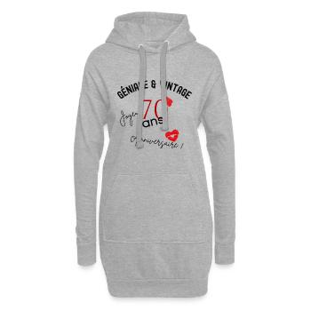 anniversaire 70 ans - Sweat-shirt à capuche long Femme - gris chiné - Devant