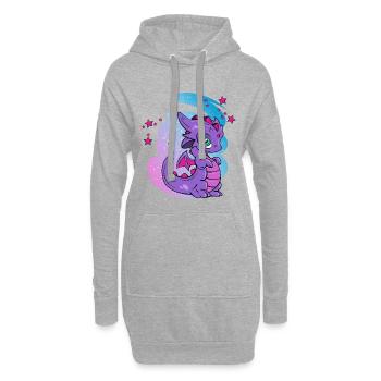 liebender Fantasy-Drache - Hoodie-Kleid - Grau meliert - Vorne